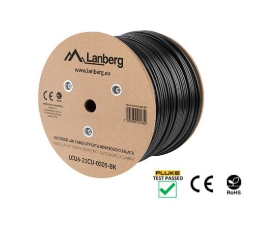 Lanberg LCU6-21CU-0305-BK networking cable Black 305 m Cat6 U/UTP (UTP)