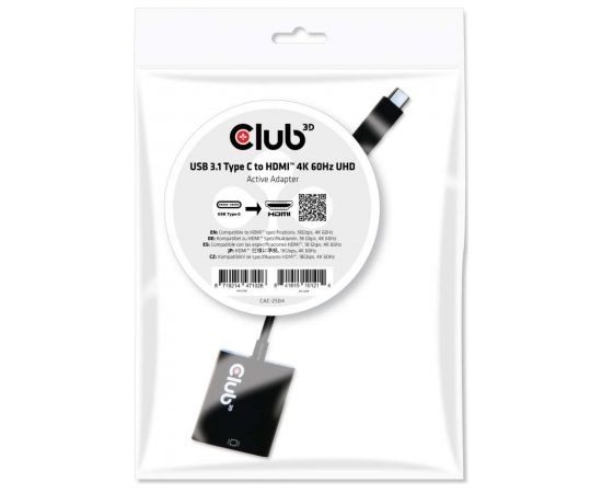 Club 3d CLUB3D USB 3.1 Type C to HDMI 2.0 UHD 4K 60Hz Active Adapter