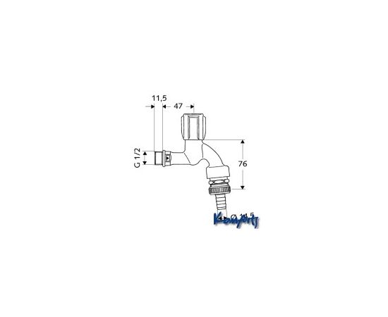 SCHELL sienas ventilis Comfort, 1/2", ar štuceri, hroms