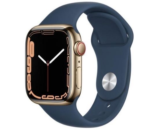 Apple Watch Series 7 GPS + Cellular 45mm Gold Stainless Steel with Abyss Blue Sport Band - Regular