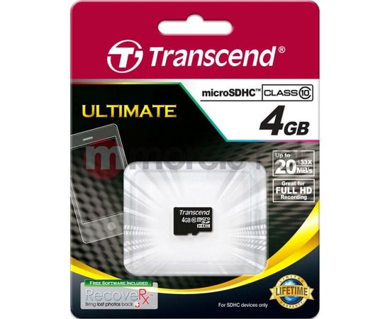 Transcend 133x MicroSDHC 4 GB Class 10  (TS4GUSDC10)