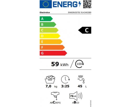 Electrolux EW6SN307SI Veļas mašīna 600.sērija PerfectCare 7kg 1400rpm