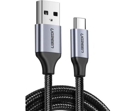 Nickel-plated USB-C cable QC3.0 UGREEN 0.5m with aluminium plug (Black)