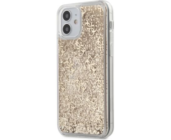 Guess GUHCP12SLG4GSLG 4G Liquid Glitter Izturīgs Aizsargapvalks Apple iPhone 12 Mini Caurspīdīgs