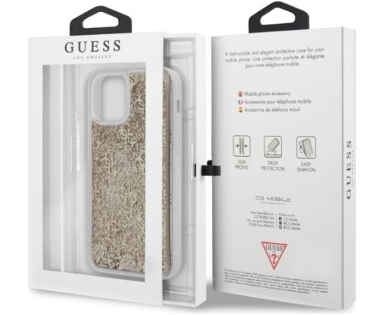 Guess GUHCP12SLG4GSLG 4G Liquid Glitter Izturīgs Aizsargapvalks Apple iPhone 12 Mini Caurspīdīgs