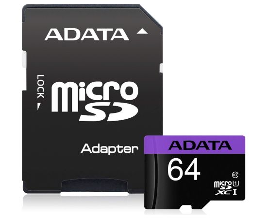 ADATA 64GB microSDHC UHS-I Class 10, Adapter