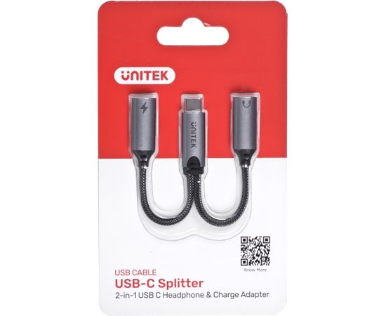 UNITEK ADAPTER USB-C - 2X USB-C, 18W, AUDIO, M206A