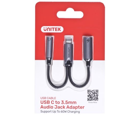 UNITEK ADAPTER USB-C - MINIJACK 3,5MM,USB-C 60W