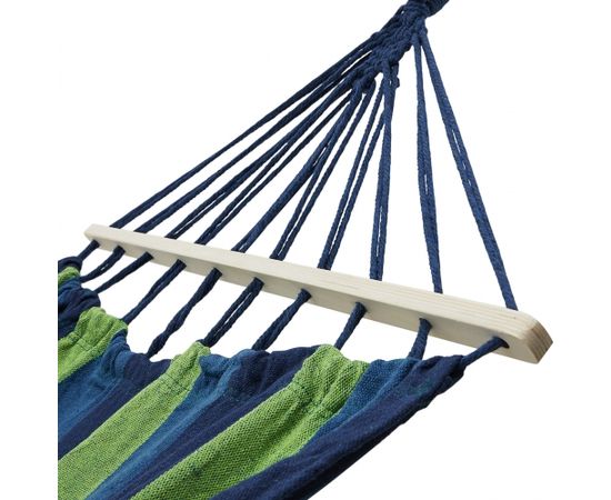 Hamak z drewnianą belką NILS CAMP NC9001 niebieski Dārza šūpuļkrēsli