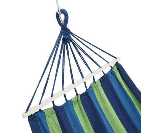 Hamak z drewnianą belką NILS CAMP NC9001 niebieski Dārza šūpuļkrēsli