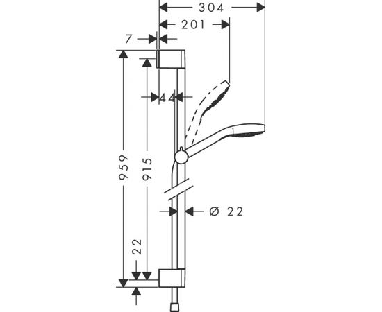 Hansgrohe rokas dušas komplekts Croma Select E Multi, 900 mm, EcoSmart 9 l/min, balta/hroms