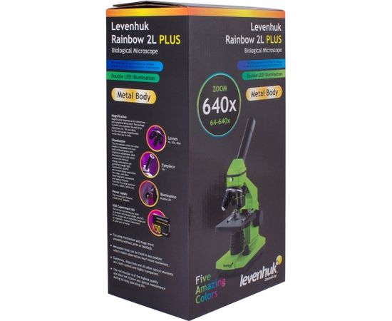 Микроскоп Levenhuk Rainbow 2L PLUS Лайм 64x - 640x с экспериментальным комплектом K50