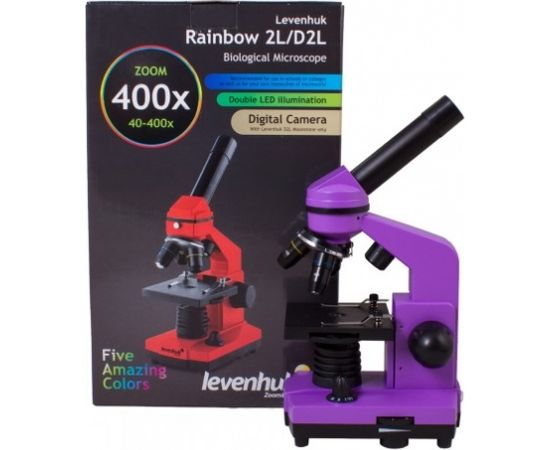 Mikroskops Levenhuk Rainbow 2L Ametists 40x - 400x ar eksperimenta komplektu K50