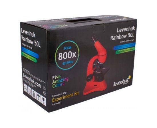 Микроскоп Levenhuk Rainbow 50L Лазурь 40x - 800x с экспериме