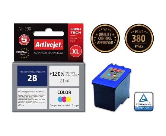 Activejet AH-28R ink for HP printer, HP 28 C8728A replacement; Premium; 21 ml; color