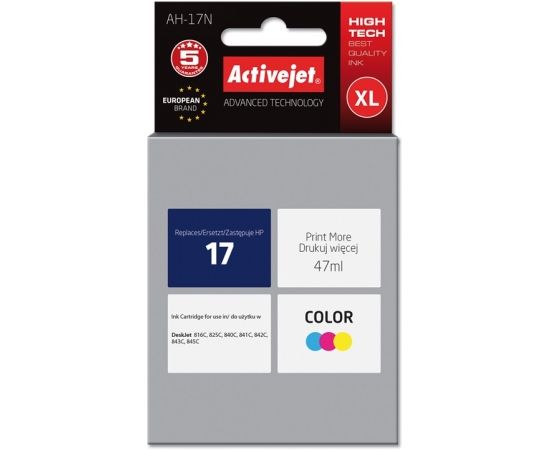 Activejet AH-17N ink for HP printer, HP 17 C6625A replacement; Supreme; 47 ml; color