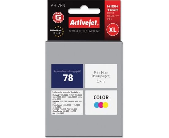 Activejet AH-78N ink for HP printer, HP 78 C6578D replacement; Supreme; 47 ml; color