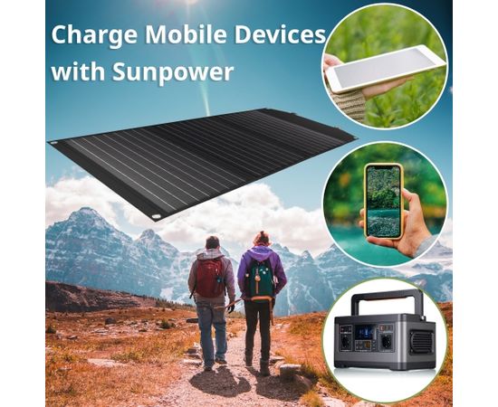BRESSER mobilais saules lādētājs 90 vatu ar USB un līdzstrāvas izeju