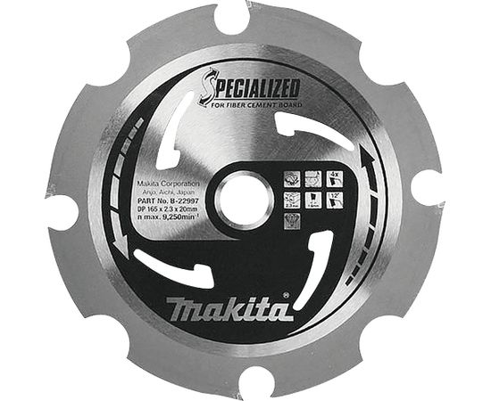 B-22997 T.C.T. Zāģripa SPECIALIZED 165X2.3X20mm 12° T4 Makita