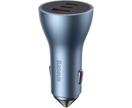 Baseus Golden Contactor Pro car charger, 2x USB-C, 1x USB, 65W (blue)