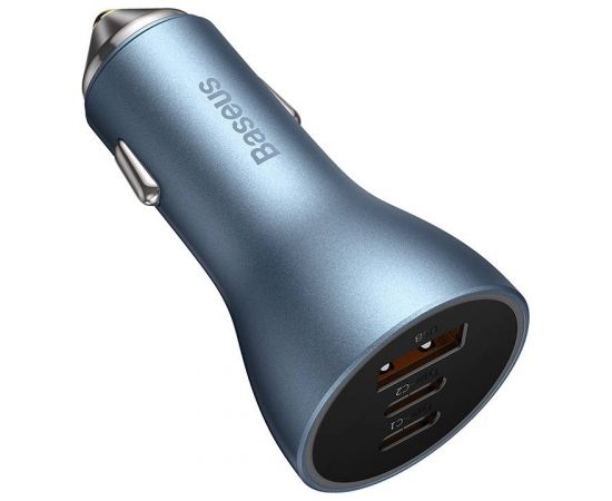 Baseus Golden Contactor Pro car charger, 2x USB-C, 1x USB, 65W (blue)