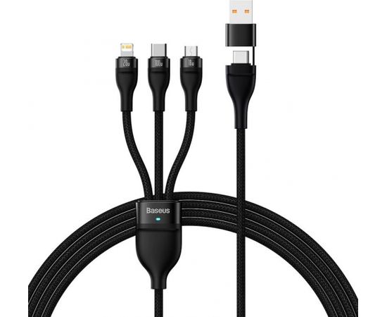 3in1 USB cable Baseus Flash Series 2, USB-C + micro USB + Lightning, 100W, 1.5m (black)