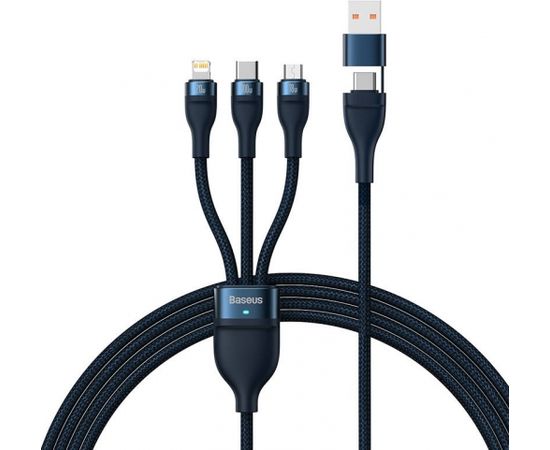 3in1 USB cable Baseus Flash Series 2, USB-C + micro USB + Lightning, 100W, 1.2m (blue)