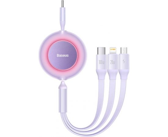 Baseus Bright Mirror 4, USB-C 3-in-1 cable for micro USB / USB-C / Lightning 100W / 3.5A 1.1m (Purple)