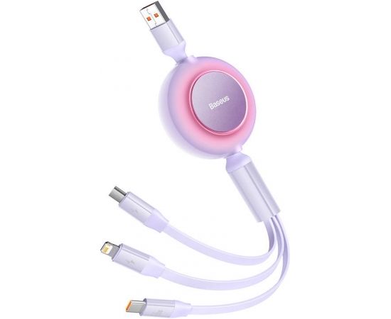 Baseus Bright Mirror 3, USB 3-in-1 cable for micro USB / USB-C / Lightning 66W / 2A 1.1m (Purple)