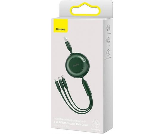 Baseus Bright Mirror 2, USB 3-in-1 cable for micro USB / USB-C / Lightning 3.5A 1.1m (Green)