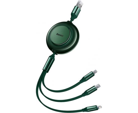 Baseus Bright Mirror 2, USB 3-in-1 cable for micro USB / USB-C / Lightning 3.5A 1.1m (Green)
