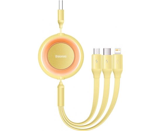 Baseus Bright Mirror 2, USB 3-in-1 cable for micro USB / USB-C / Lightning 3.5A 1.1m (Yellow)