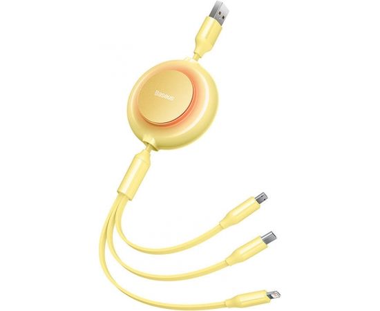 Baseus Bright Mirror 2, USB 3-in-1 cable for micro USB / USB-C / Lightning 3.5A 1.1m (Yellow)