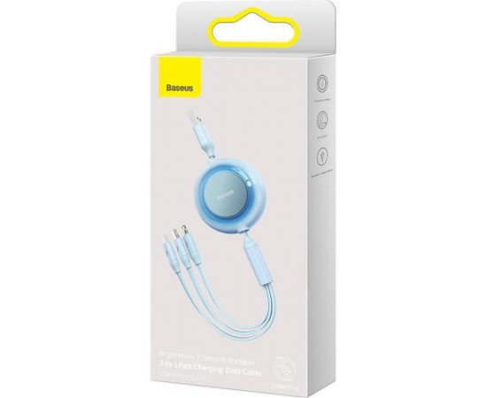 Baseus Bright Mirror 2, USB 3-in-1 cable for micro USB / USB-C / Lightning 3.5A 1.1m (Sky blue)