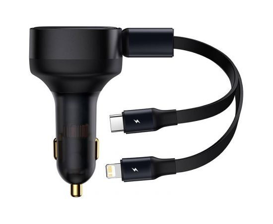 Baseus Enjoyment Car Charger with cable USB-C + Lightning 3A, 30W (Black)