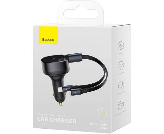 Baseus Enjoyment Car Charger with cable USB-C + Lightning 3A, 30W (Black)