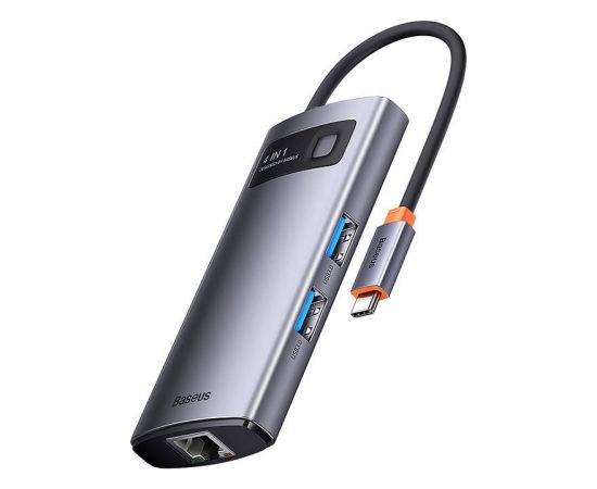Hub 4in1 Baseus Metal Gleam Series, USB-C to 3x USB 3.0 + Ethernet RJ45