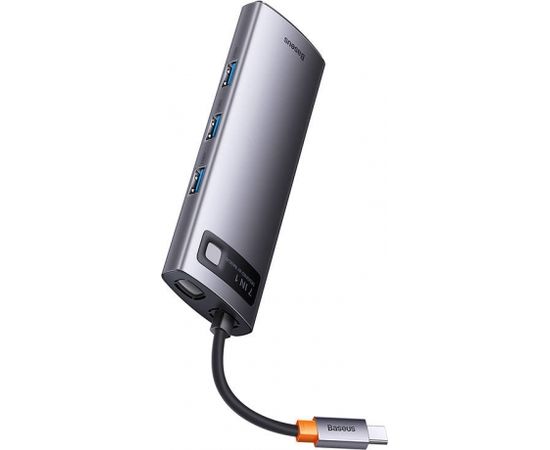 Hub 7in1 Baseus Metal Gleam Series, USB-C to 3x USB 3.0 + 2x HDMI + USB-C PD + Ethernet RJ45