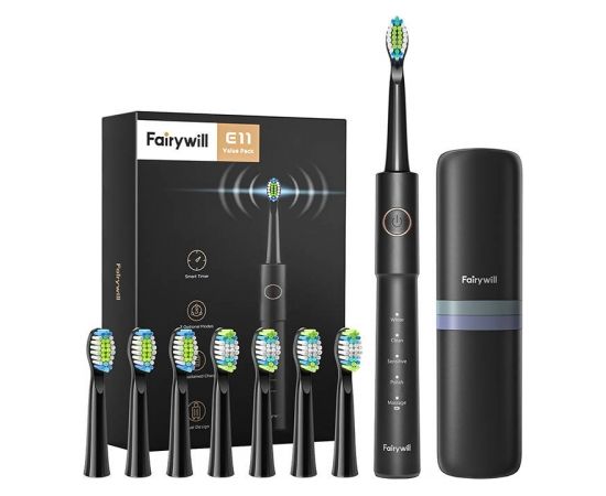 FairyWill Sonic toothbrush with head set and case FW-E11 (black)