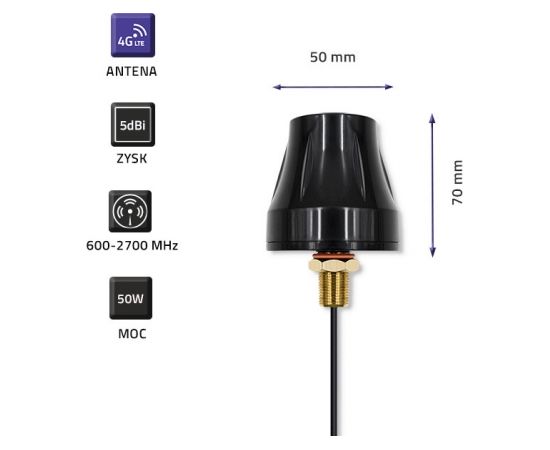 Qoltec 57037 4G LTE omnidirectional antenna DUAL | 5dBi | Outdoor