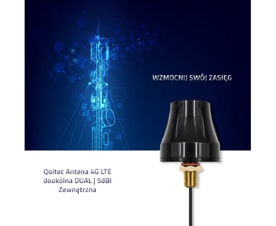 Qoltec 57037 4G LTE omnidirectional antenna DUAL | 5dBi | Outdoor