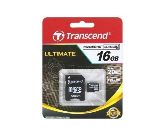 Transcend memory card Micro SDHC 16GB Class 10 + Adapter