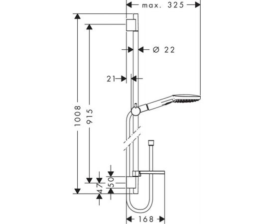 Hansgrohe Raindance Select E 120 3jet/Unica'S Puro 0.90m dušas komplekts ar ziepju trauku, balts/hroms