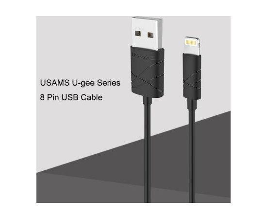 Usams U-GEE Universāls Silikona Apple Lightning (MD818ZM/A) USB Datu un uzlādes Kabelis 1m Melns