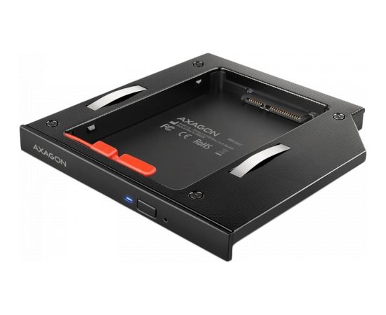 AXAGON RSS-CD12 2.5" SSD/HDD caddy into DVD slot, 12.7 mm, LED, ALU