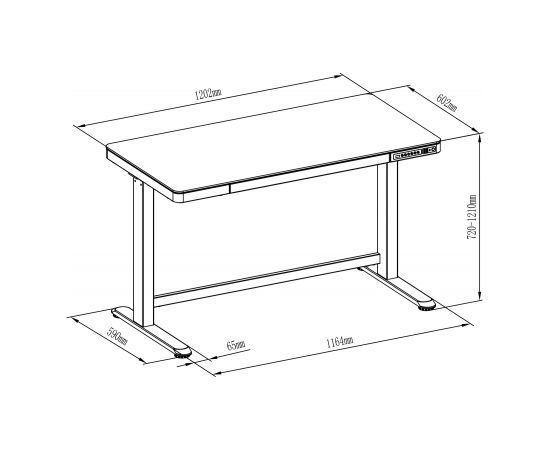 Digitus Electric Height Adjustable Desk, 72 - 121 cm, Maximum load weight 50 kg, Metal, White