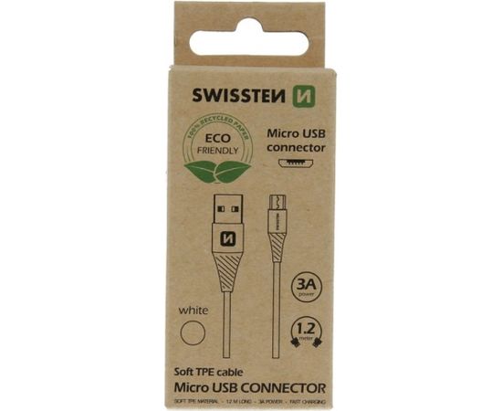 Swissten Eco Friendly Fast Charge 3A Micro USB Кабель Для Зарядки и Переноса Данных 1.2m