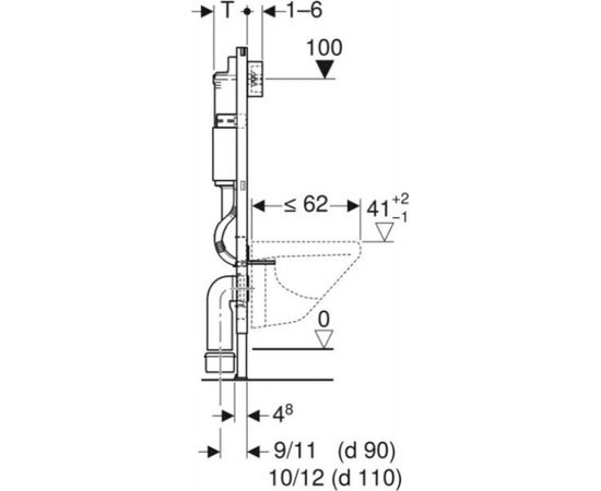 Geberit Duofix elements sienas tualetes podam, 112 cm, ar Delta 12 cm zemapmetuma skalošanas tvertni, noskalošanas panelis Delta01 balts, stiprinājumi iekļauti komplektācijā