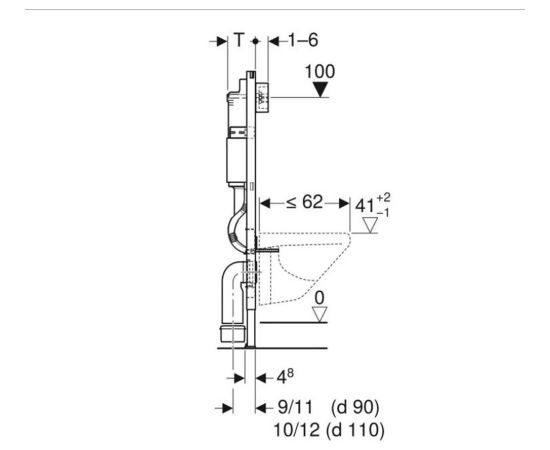 Geberit Duofix elements sienas tualetes podam, 112 cm, ar Delta 12 cm zemapmetuma skalojamo kasti, noskalošanas panelis Delta20 balts, stiprinājumi iekļauti komplektācijā