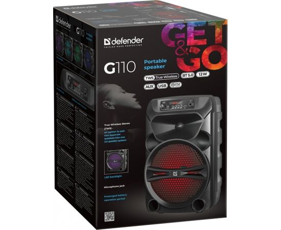 Defender G110BK Mono portable speaker Black 12 W